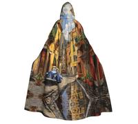 MGGAklp Italian Street Print Adults Hooded Cloak With Halloween Cape Robe Costume Party Supplies