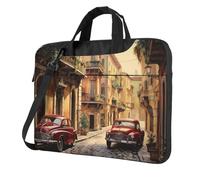 MGGAklp Italian Street Print Laptop Shoulder Bag Zipper Waterproof With Adjustable Shoulder Strap