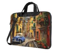MGGAklp Italian Street Print Laptop Shoulder Bag Zipper Waterproof With Adjustable Shoulder Strap