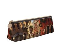 MGGAklp Italian Street Print Pencil Case with Zipper Office Stationery Organizer and Travel for Women Men