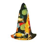 MGGAklp Japanese Pretty Koi Fish Print Hooded Cape For Teenagers For Halloween, Cosplay And Themed Parties