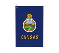 MGGAklp Kansas State Flag Print Golf Towel With Clip Absorbent Water Quick Dry Microfiber Golf Accessory