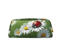 MGGAklp Ladybug On Daisy Flower Print Pencil Case Bag Spacious and Stylish Zipper Pencil Pouch for School Office Gift
