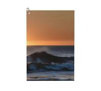 MGGAklp Last Sun Rays Of Over The Sea Waves Print Golf Towel With Clip Absorbent Water Quick Dry Microfiber Golf Accessory