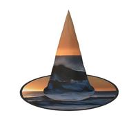 MGGAklp Last Sun Rays Of Over The Sea Waves Print Party Hat Halloween Carnival Witches Hats For Themed Parties Holiday Decor
