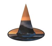 MGGAklp Last Sun Rays Of Over The Sea Waves Print Party Hat Halloween Carnival Witches Hats For Themed Parties Holiday Decor