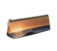 MGGAklp Last Sun Rays of Over The Sea Waves Print Pencil Case with Zipper Office Stationery Organizer and Travel for Women Men