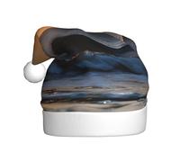 MGGAklp Last Sun Rays Of Over The Sea Waves Print Santa Hat Christmas Hat For Adult Christmas New Year Festive Party Supplies