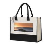 MGGAklp Last Sun Rays Of Over The Sea Waves Print Women Canvas Gift Bag Reusable Tote For Wedding, Birthday, Holiday