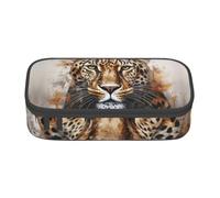 MGGAklp Leopard Print Print Pencil Case with Double Zipper, Portable Pencil Pouch for School Office Supplies