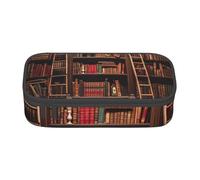 MGGAklp Library Bookshelf Print Pencil Pouch Stationery with Zipper School Supplies for Girls Boys Office