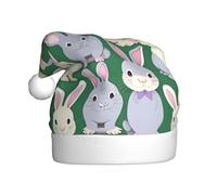 MGGAklp Many Bunny Cute Print Santa Hat Christmas Hat For Adult Christmas New Year Festive Party Supplies