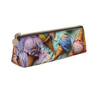 MGGAklp Many Colored Ice Cream Print Pencil Case with Zipper Office Stationery Organizer and Travel for Women Men