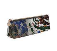 MGGAklp Mexican American Flag Print Pencil Case with Zipper Office Stationery Organizer and Travel for Women Men