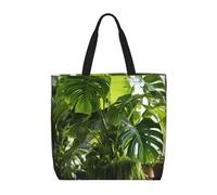 MGGAklp Monstera Deliciosa Banana Palm Print Tote Bag With Zipper Stylish Reusable Shoulder Totes For Shopping Work, Vacation