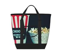 MGGAklp Movie Clapboard And Popcorn Print Large Capacity Insulated Tote Bag With Zipper For Work, Picnic, And Travel
