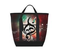 MGGAklp Music Notes Print Large Capacity Insulated Tote Bag With Zipper For Work, Picnic, And Travel