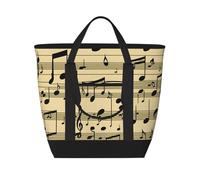 MGGAklp Musical Notes Print Large Capacity Insulated Tote Bag With Zipper For Work, Picnic, And Travel
