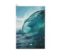 MGGAklp Ocean Green Wave Surf Print Golf Towel With Clip Absorbent Water Quick Dry Microfiber Golf Accessory