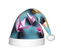 MGGAklp Origami Paper Cranes Print Christmas Hat For Children Unisex Christmas New Year Holiday Party Supplies