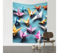 MGGAklp Origami Paper Cranes Print Interior Decoration Wall Tapestry, Art Deco Tapestries For Home Office Banners