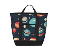 MGGAklp Outer Space Planet Print Large Capacity Insulated Tote Bag With Zipper For Work, Picnic, And Travel