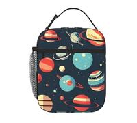 MGGAklp Outer Space Planet Print Lunch Bag Portable Reusable Zipper Lunch Box for Work Picnic Travel Camping