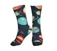 MGGAklp Outer Space Planet Print Women Men Comfortable Breathable Mid Tube Sports Socks For Sports And Daily Wear