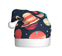 MGGAklp Outer Space Planets Print Santa Hat Christmas Hat For Adult Christmas New Year Festive Party Supplies