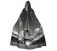 MGGAklp Paris Eiffel Tower And Cloud Print Adults Hooded Cloak With Halloween Cape Robe Costume Party Supplies