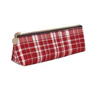 MGGAklp Plaid Red and Black Print Pencil Case with Zipper Office Stationery Organizer and Travel for Women Men
