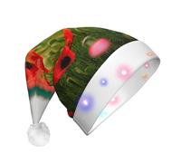 MGGAklp Poppy Flowers Vivid Petals Print Led Christmas Hat,Adult Festive Hat,Party Headgear For Xmas Celebration