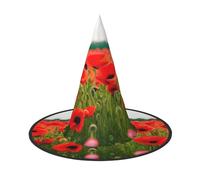 MGGAklp Poppy Flowers Vivid Petals Print Party Hat Halloween Carnival Witches Hats For Themed Parties Holiday Decor
