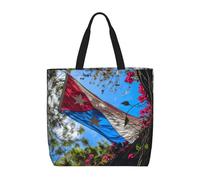 MGGAklp Puerto Rico Flag Print Tote Bag With Zipper Stylish Reusable Shoulder Totes For Shopping Work, Vacation