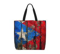 MGGAklp Puerto Rico Wallpaper Flag Print Tote Bag With Zipper Stylish Reusable Shoulder Totes For Shopping Work, Vacation