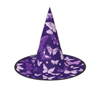 MGGAklp Purple Butterflies Floral Print Party Hat Halloween Carnival Witches Hats For Themed Parties Holiday Decor