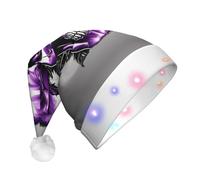 MGGAklp Purple Rose And Skull Print Led Christmas Hat,Adult Festive Hat,Party Headgear For Xmas Celebration