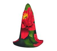MGGAklp Red Beautiful Flower Print Hooded Cape For Teenagers For Halloween, Cosplay And Themed Parties