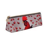 MGGAklp Red Chicken Print Pencil Case with Zipper Office Stationery Organizer and Travel for Women Men