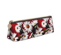 MGGAklp Red Flower and White Daisy Print Pencil Case with Zipper Office Stationery Organizer and Travel for Women Men