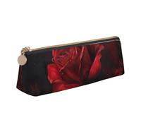 MGGAklp Red Rose Print Pencil Case with Zipper Office Stationery Organizer and Travel for Women Men