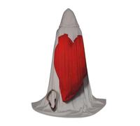 MGGAklp Romantic Red Heart Print Hooded Cape For Teenagers For Halloween, Cosplay And Themed Parties