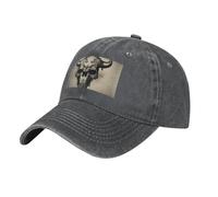 MGGAklp Runner Bull Skull Print Perfect for Sports and Outdoor Activities Adjustable Cap, Adult Unisex Deep Heather
