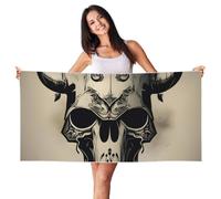 MGGAklp Runner Bull Skull Print Quick Dry Sand Free Lightweight Beach Towel For Adults Women Travel Swimming