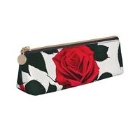 MGGAklp Rustic Red Rose Print Pencil Case with Zipper Office Stationery Organizer and Travel for Women Men