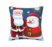 MGGAklp Santa Claus And Snowman Print Decorative Square Throw Pillows For Home Living Room Bedroom Bed Outdoor