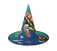 MGGAklp Sea Turtle With Fishes Print Party Hat Halloween Carnival Witches Hats For Themed Parties Holiday Decor