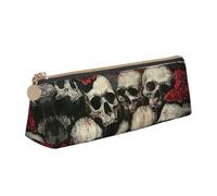 MGGAklp Skull and Red Rose Print Pencil Case with Zipper Office Stationery Organizer and Travel for Women Men