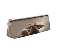 MGGAklp Starfish Seashell Sandy Beach Print Pencil Case with Zipper Office Stationery Organizer and Travel for Women Men