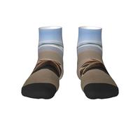 MGGAklp Starfish Seashell Sandy Beach Print Unisex Socks Lightweight Novelty Low Socks For Christmas Breathable Funky Gift